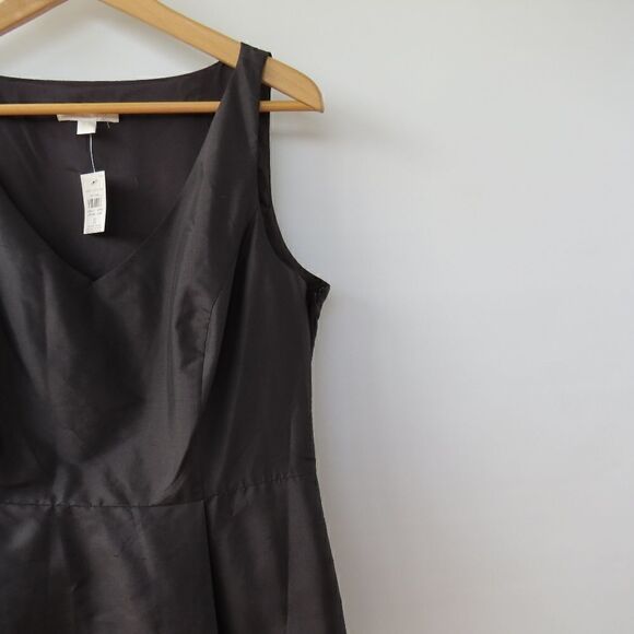 Ann Taylor Dress Womens 8 Minimalist Classic Black Day A-Line Silk Knee Length - Picture 3 of 16